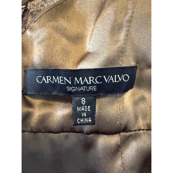 Carmen Marc Valvo Beaded boho Top Y2K embroidered shimmer fairy silk brown 8 - Picture 5 of 8
